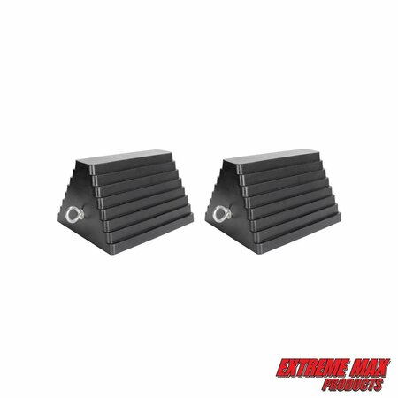EXTREME MAX Extreme Max 5001.5775.2 Heavy-Duty Rubber Wheel Chock with Eyebolt - Value 2-Pack 5001.5775.2